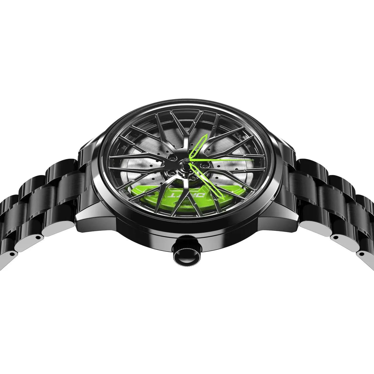 Rev up your style with our bold green Motorsport Rim Watch! Crafted by a German startup, these innovative watches captivate motorsport, tuning, and auto enthusiasts. Ignite your passion today!