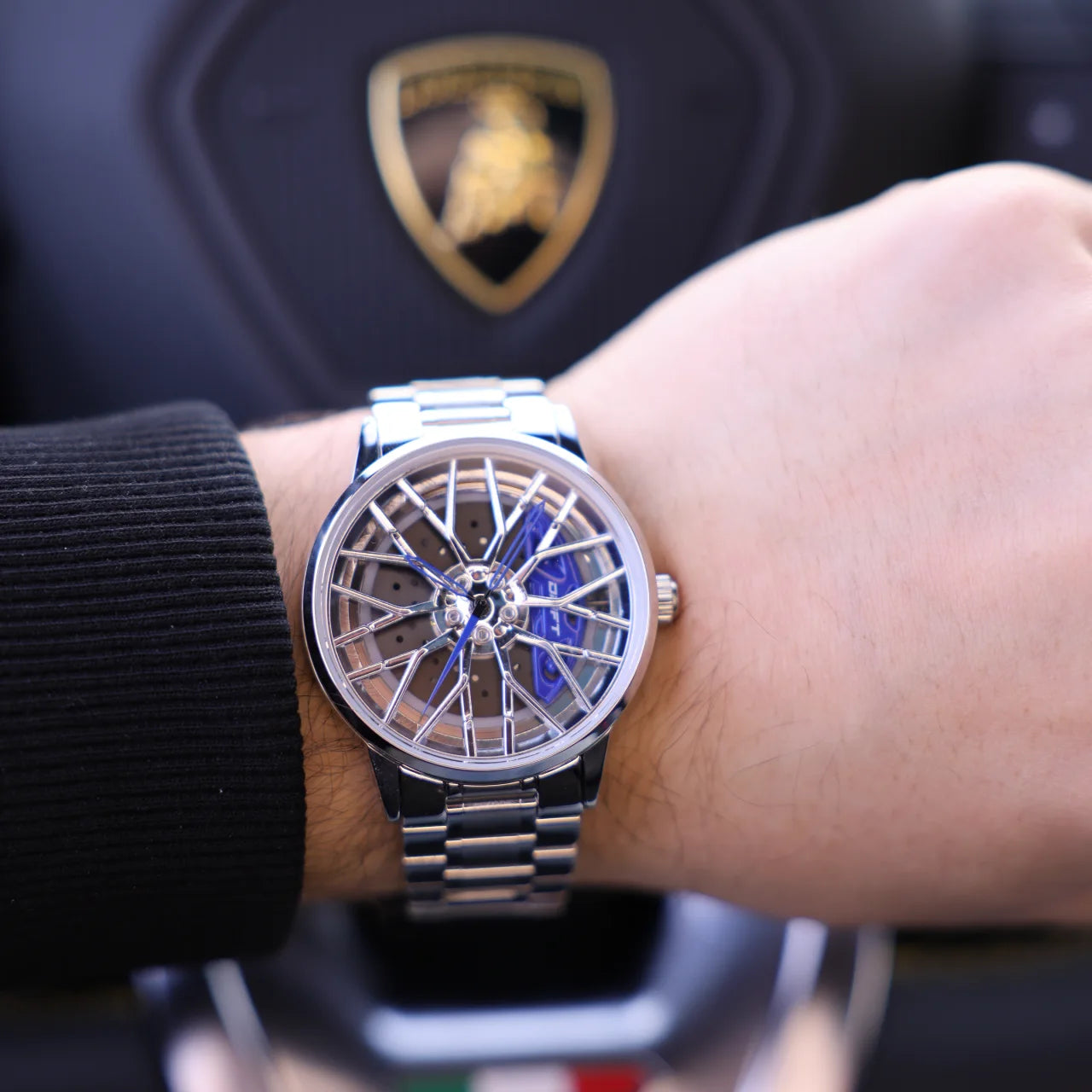 Motorsport Silver Blue Rim Watch - DriftElement