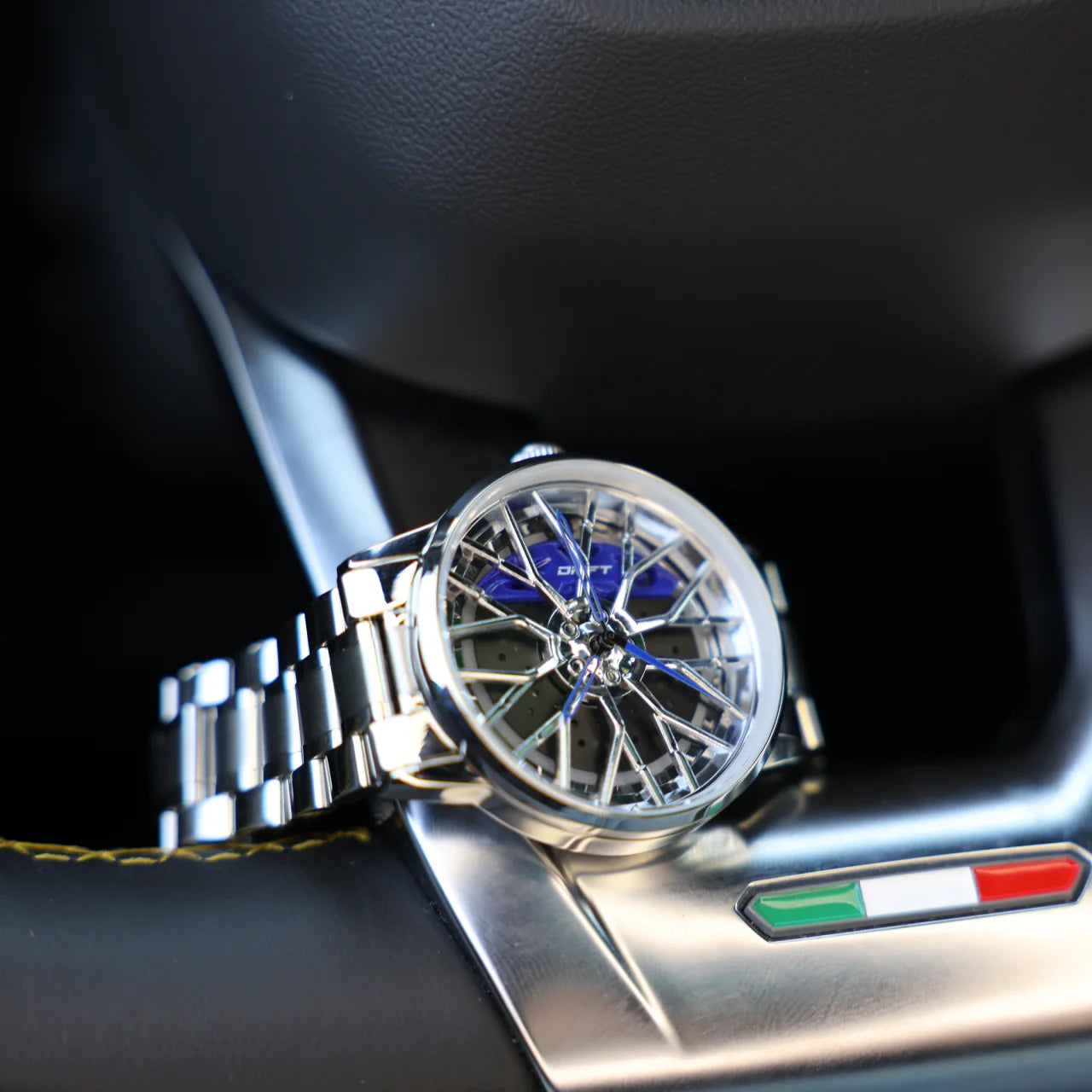 Motorsport Silver Blue Rim Watch - DriftElement