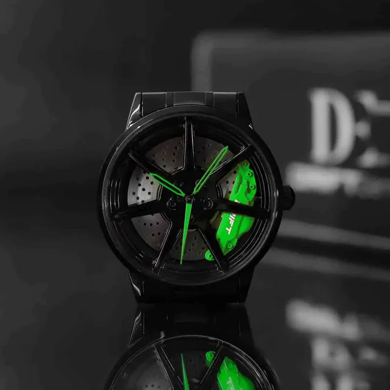 Energize your fashion with our green Drift Rim Watch! Crafted by a German startup, these precision watches embody groundbreaking design, tailor-made to enthuse motorsport, tuning, and auto enthusiasts. #id_46744374673738