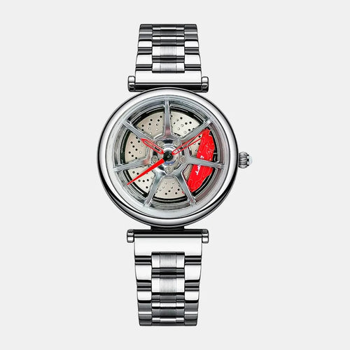 Elevate your style with our silver Rim Watch for women! Crafted by a German startup, these precision watches feature innovative design. Designed to captivate motorsport, tuning, and auto enthusiasts. #id_46744378933578