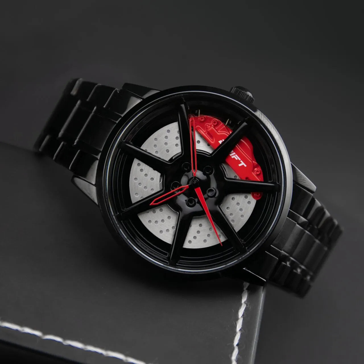 Elevate your style with our red Drift Rim Watch! Crafted by a German startup, these precision watches boast innovative design, engineered to captivate motorsport, tuning, and auto enthusiasts. #id_46744374608202