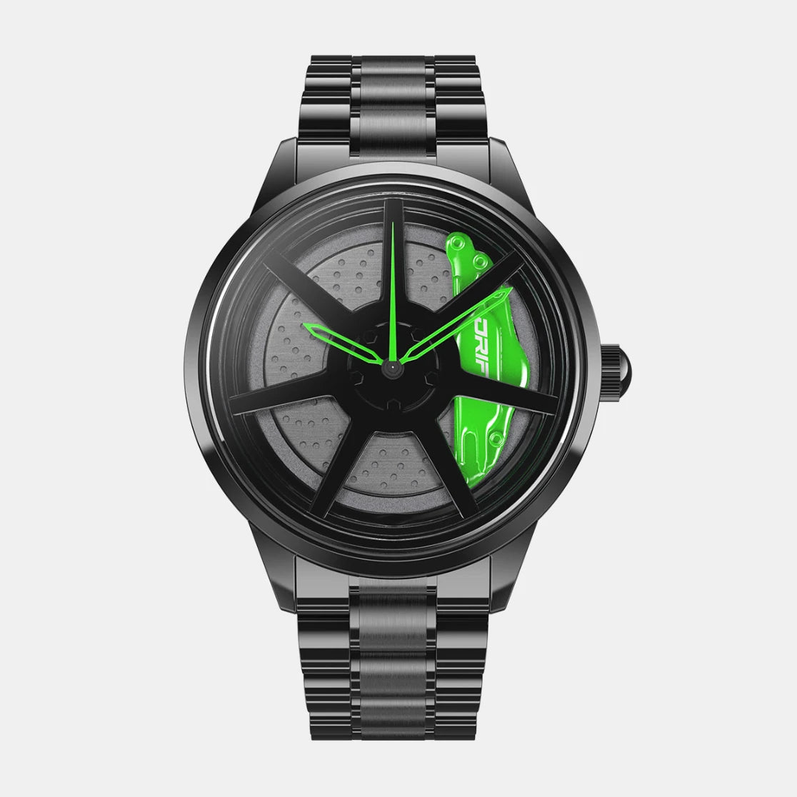 Illuminate your style with our green Drift Rim Watch! Crafted by a German startup, these precision watches feature innovative design, perfect for captivating motorsport, tuning, and auto enthusiasts. #id_46744374673738