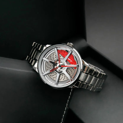 Discover the silver Drift Rim Watch, a testament to automotive artistry. Crafted by a German startup, it's the perfect accessory for motorsport, tuning, and auto enthusiasts. #id_46779157971274