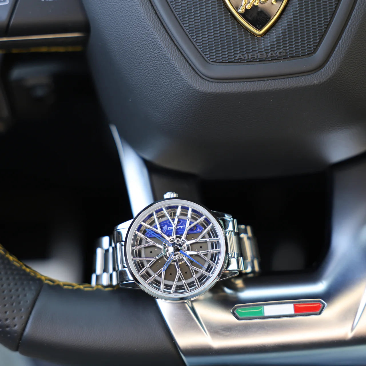 Motorsport Silver Blue Rim Watch - DriftElement