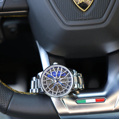 Motorsport Silver Blue Rim Watch - DriftElement