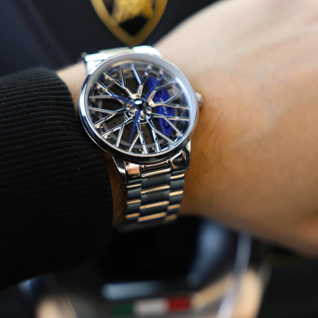Motorsport Silver Blue Rim Watch - DriftElement