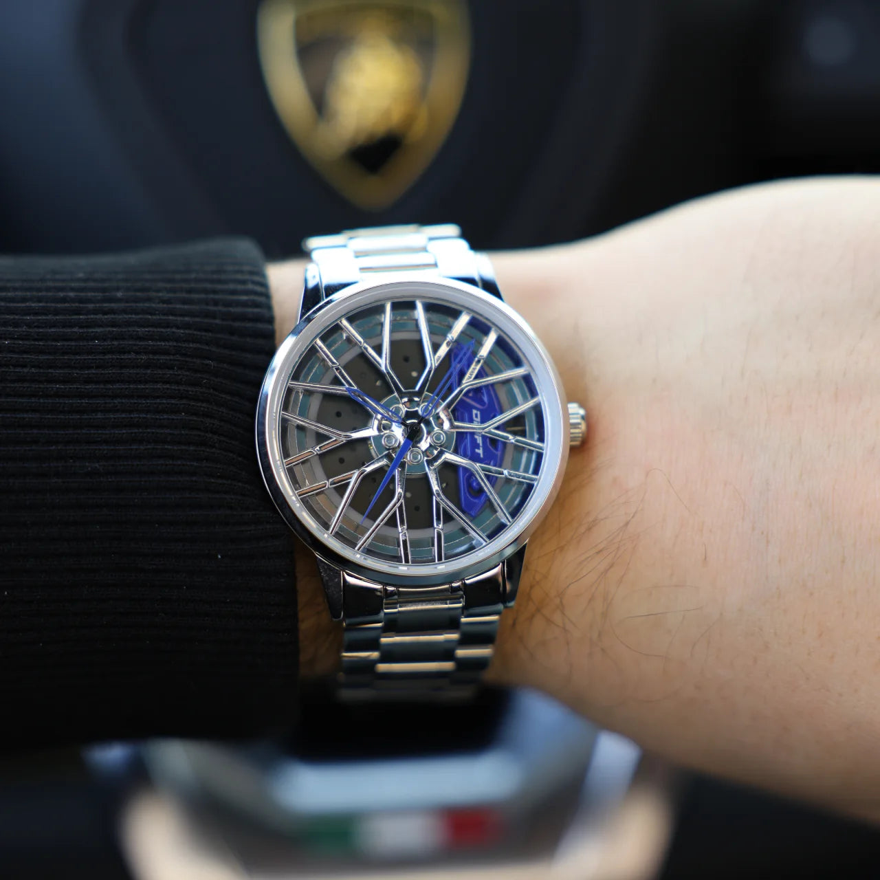 Motorsport Silver Blue Rim Watch - DriftElement