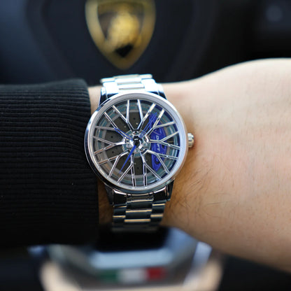 Motorsport Silver Blue Rim Watch - DriftElement