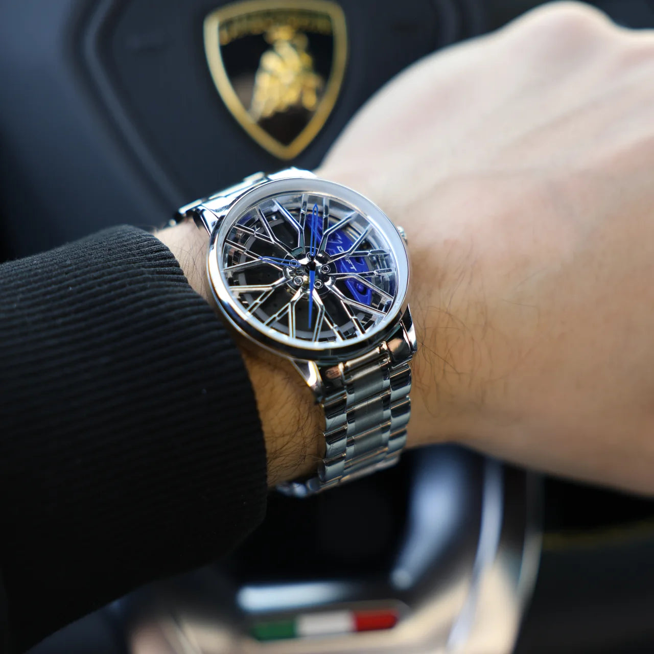 Motorsport Silver Blue Rim Watch - DriftElement