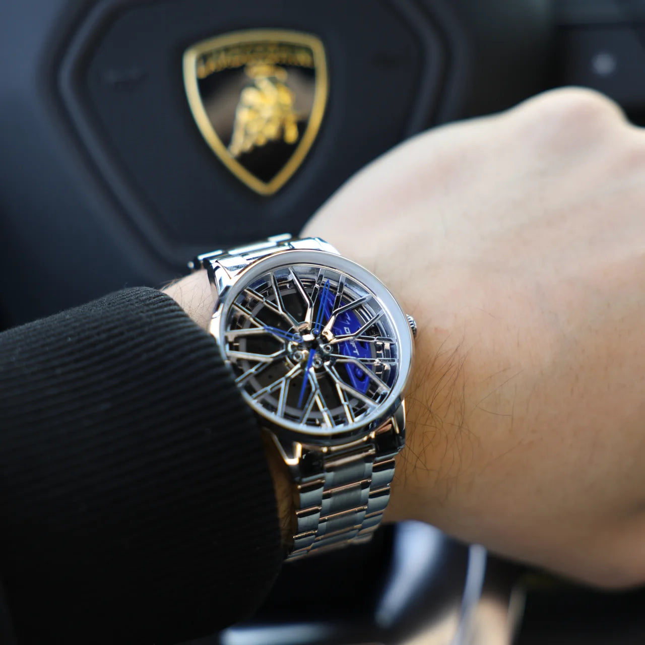 Motorsport Silver Blue Rim Watch - DriftElement