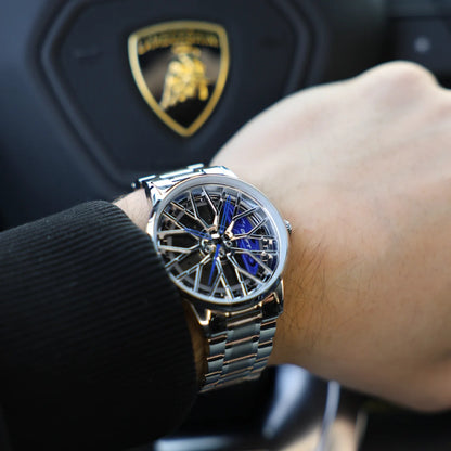 Motorsport Silver Blue Rim Watch - DriftElement