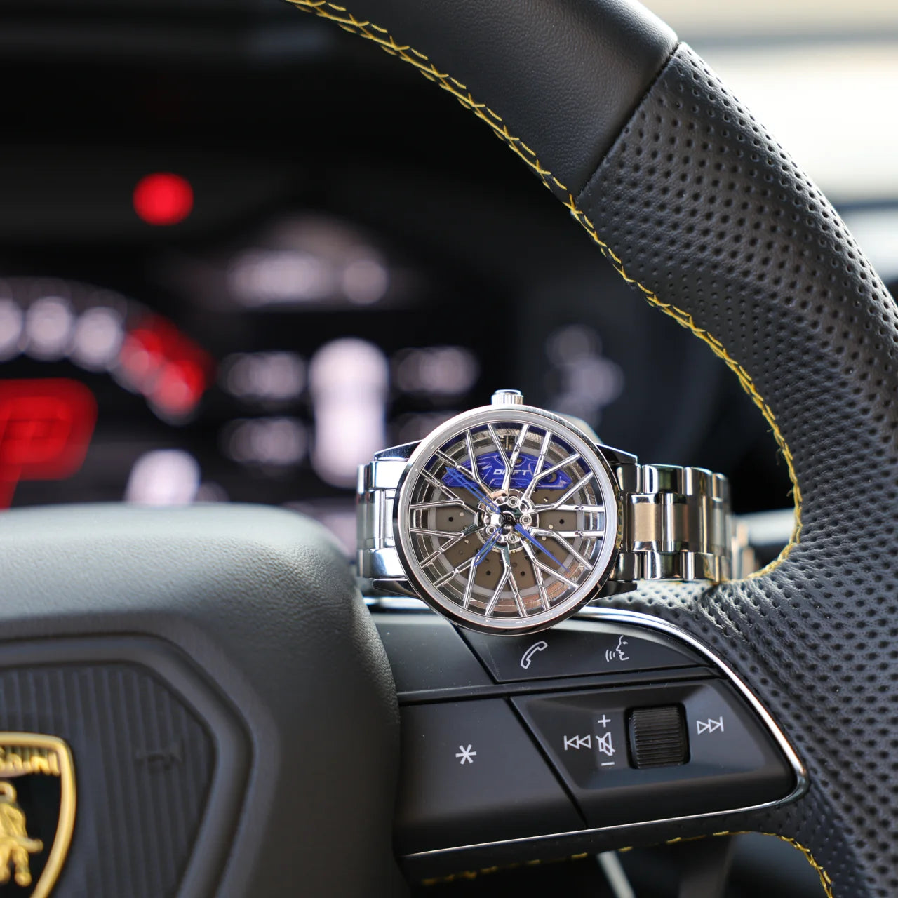 Motorsport Silver Blue Rim Watch - DriftElement