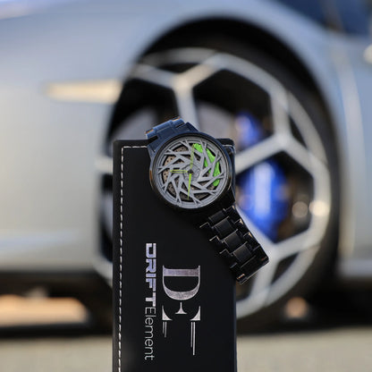 Entdecken Sie die Zeit aufs Neue mit unserer Rotor Edition Uhr, ausgestattet mit der innovativen Driftelement Rimwatch.