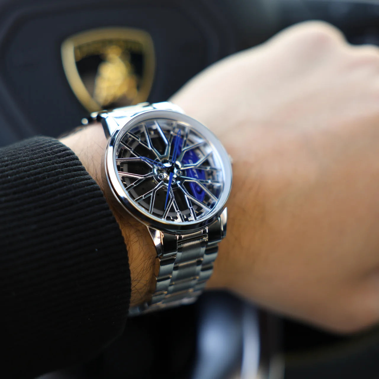 Motorsport Silver Blue Rim Watch - DriftElement