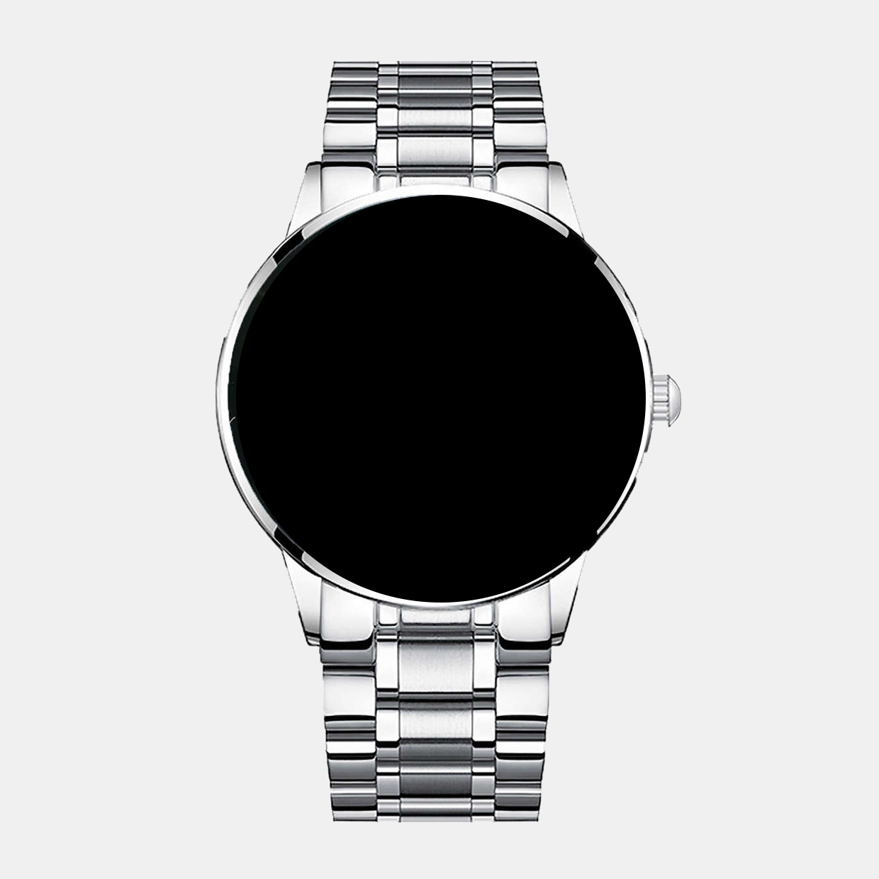 This image displays a sleek, silver metal watch band with a simple, sophisticated design. It showcases a modern aesthetic typical of the innovative watch designs from DriftElement, a young startup from Germany that specializes in timepieces with unique wheel rim-inspired designs.