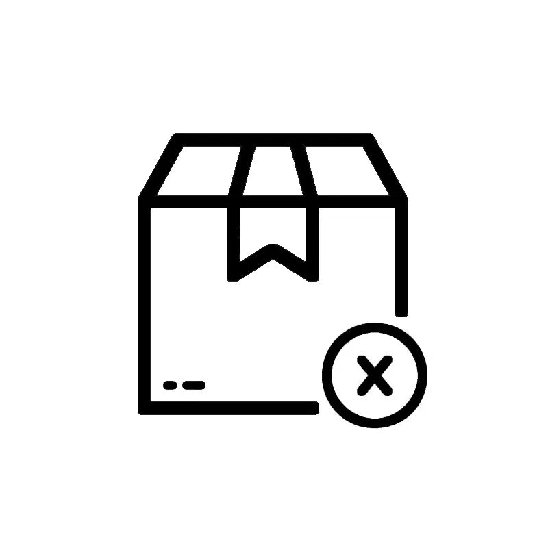 Icon representing a closed box with an 'X' mark, possibly indicating a canceled order or out-of-stock item, not directly related to DriftElement watches or their innovative rim design from the young German startup.