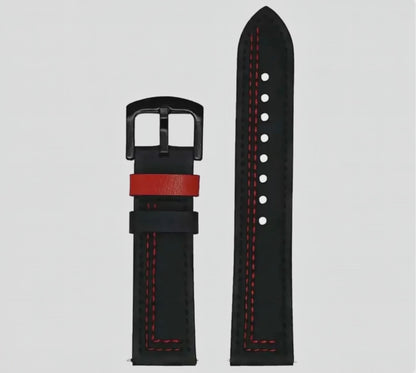 Pulsera de cuero Negro-Rojo